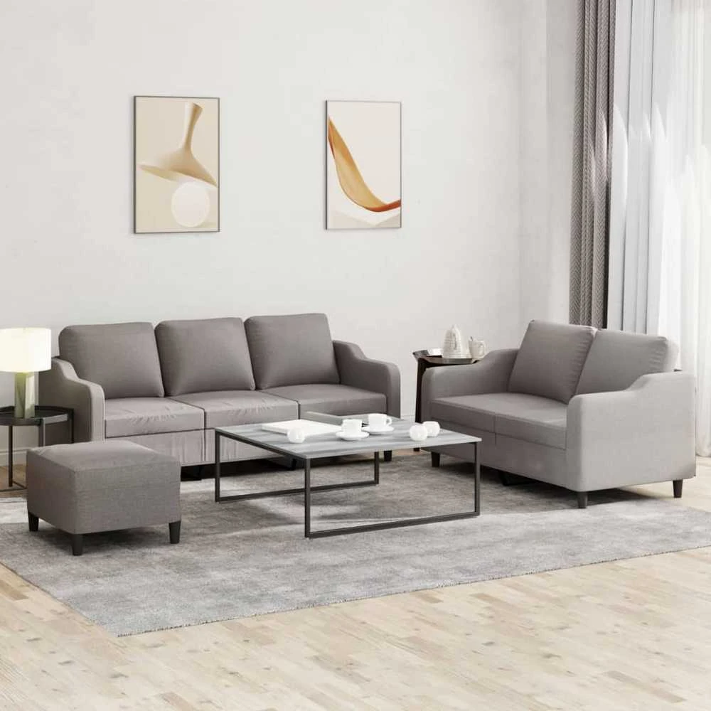 Sofa Sofos komplektas su pagalvėlėmis, 3 dalių, taupe, audinys