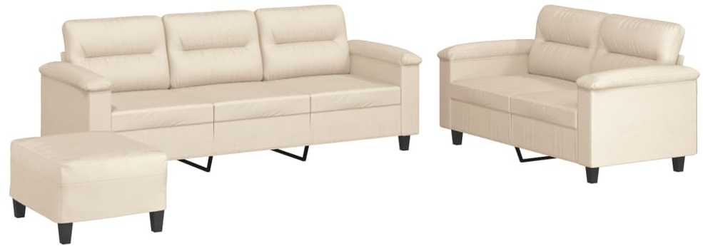 Sofa Sofos komplektas su pagalvėlėmis, 3 dalių, smėlio, audinys