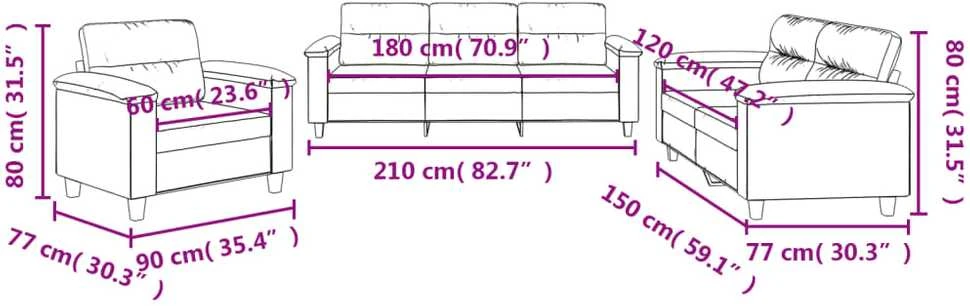 Sofa Sofos komplektas su pagalvėlėmis, 3 dalių, taupe, audinys