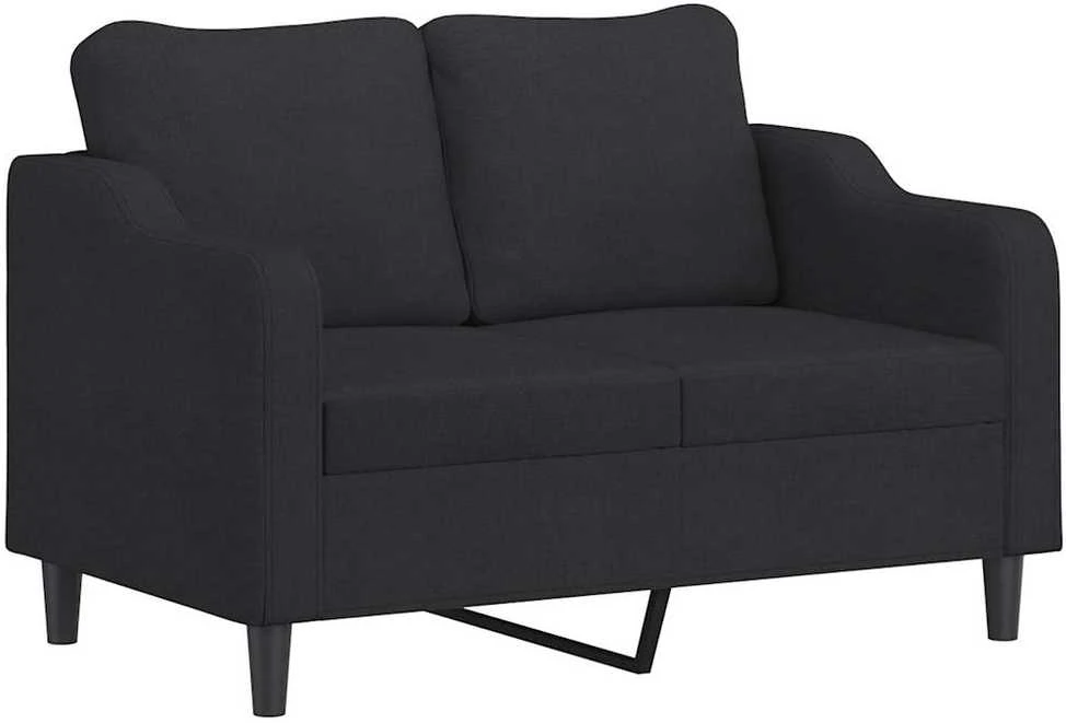 Sofa Sofos komplektas su pagalvėlėmis, 3 dalių, juodas, audinys