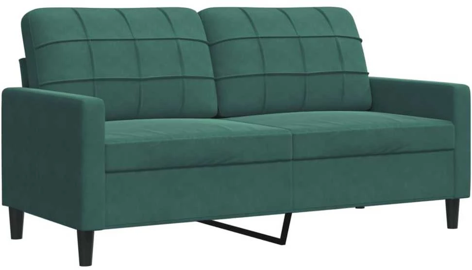 Sofa Sofos komplektas su pagalvėlėmis, 3 dalių, žalias, aksomas