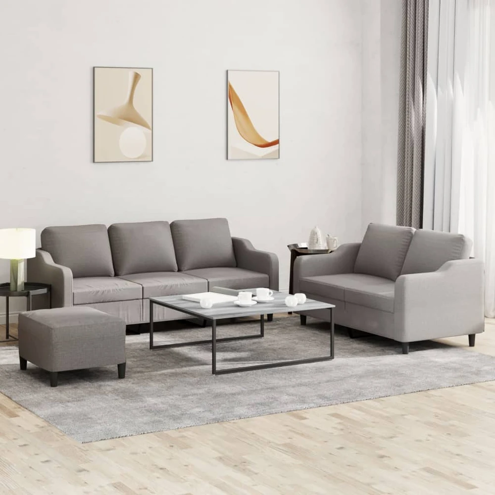 Sofa Sofos komplektas su pagalvėlėmis, 3 dalių, taupe, audinys