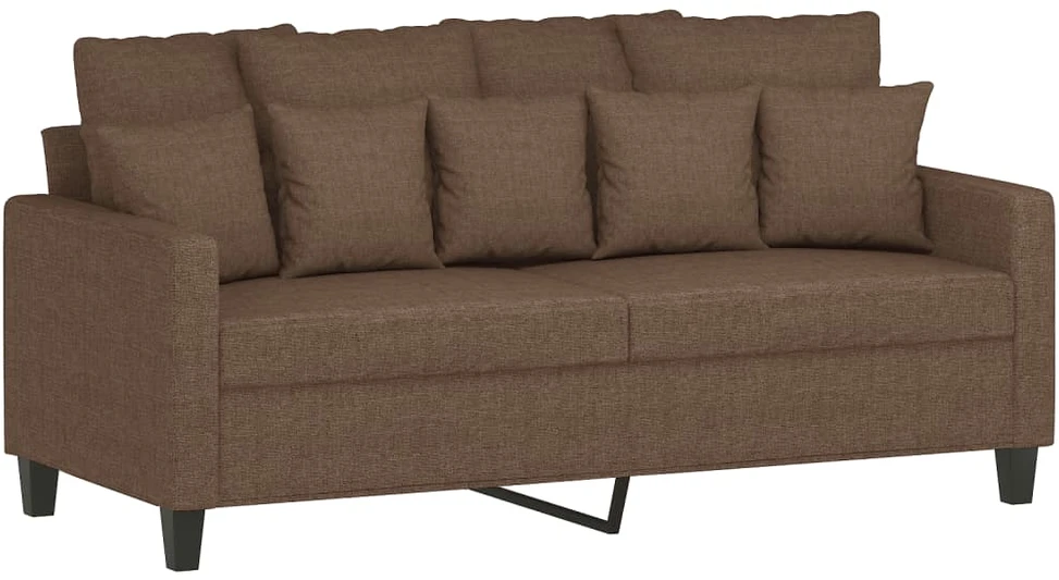 Sofa Sofos komplektas su pagalvėlėmis, 3 dalių, rudas, audinys