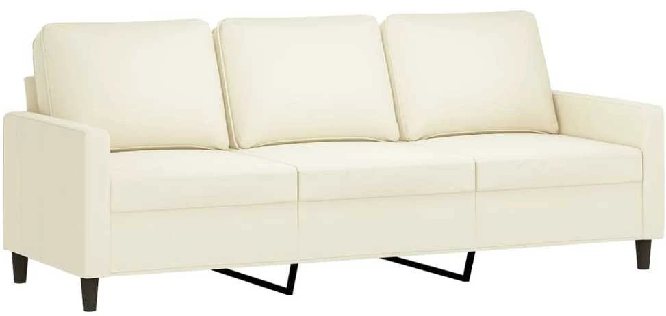 Sofa Sofos komplektas su pagalvėlėmis, 3 dalių, kreminis, aksomas