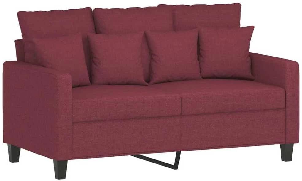 Sofa Sofos komplektas su pagalvėlėmis, 3 dalių, vyno, audinys