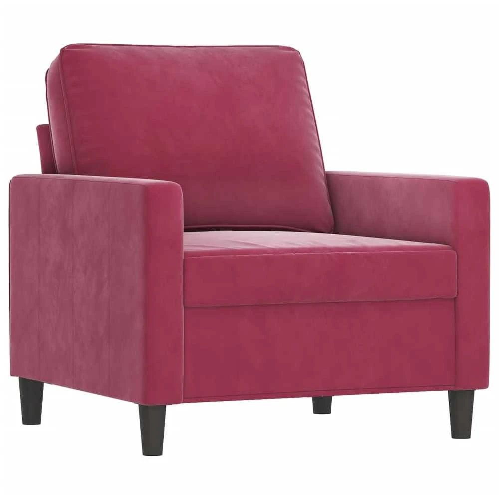 Sofa Sofos komplektas su pagalvėlėmis, 3 dalių, vyno, aksomas