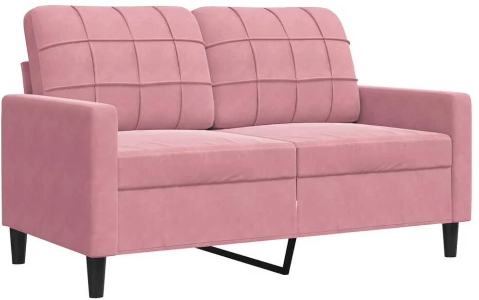 Sofa Sofos komplektas su pagalvėlėmis, 3 dalių, rožinis, aksomas