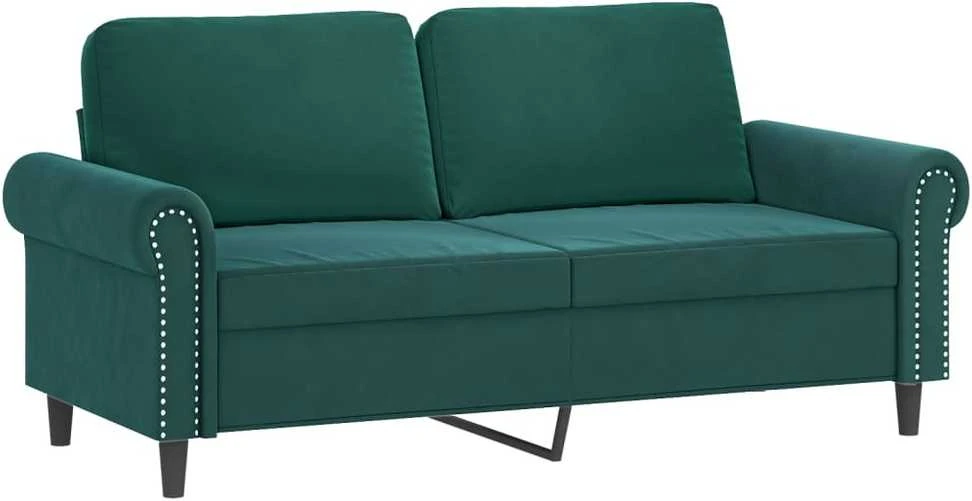 Sofa Sofos komplektas su pagalvėlėmis, 3 dalių, žalias, aksomas