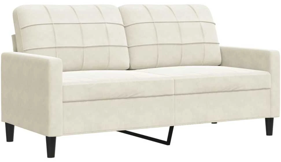 Sofa Sofos komplektas su pagalvėlėmis, 3 dalių, kreminis, aksomas