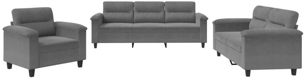 Sofa Sofos komplektas su pagalvėlėmis, 3 dalių, pilkas, audinys