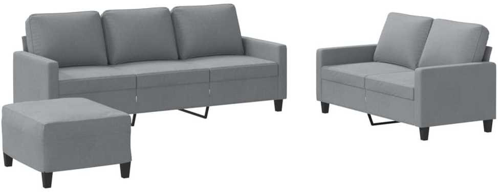 Sofa Sofos komplektas su pagalvėlėmis, 3 dalių, pilkas, audinys