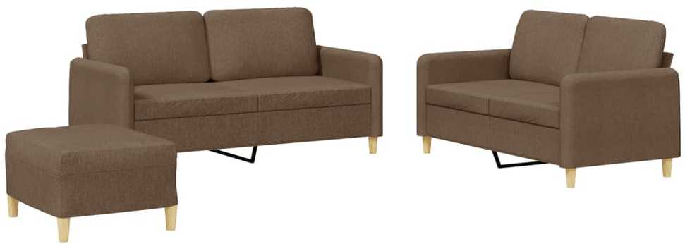 Sofa Sofos komplektas su pagalvėlėmis, 3 dalių, rudas, audinys