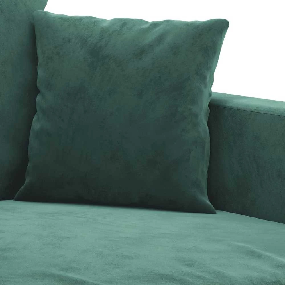 Sofa Sofos komplektas su pagalvėlėmis, 3 dalių, žalias, aksomas