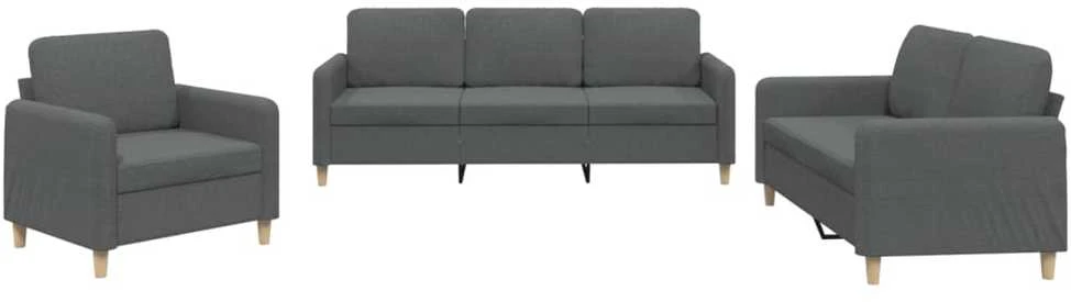 Sofa Sofos komplektas su pagalvėlėmis, 3 dalių, pilkas, audinys