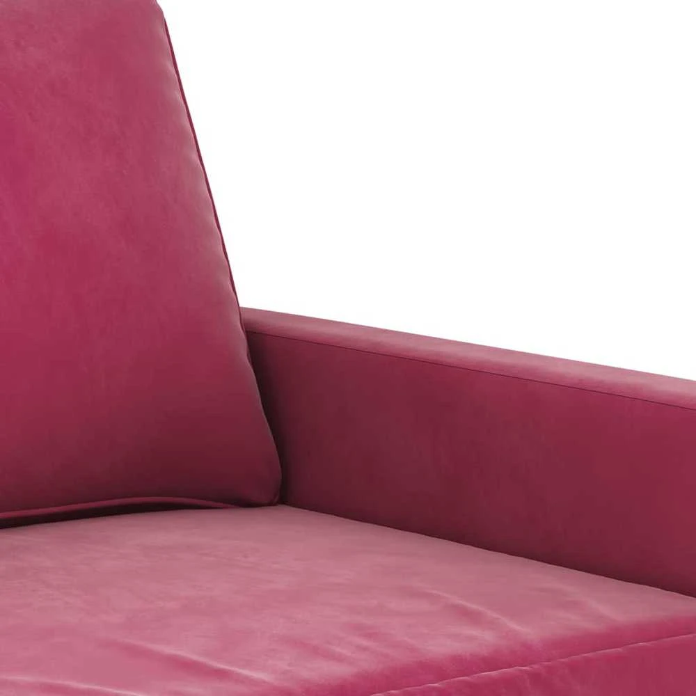 Sofa Sofos komplektas su pagalvėlėmis, 3 dalių, vyno, aksomas