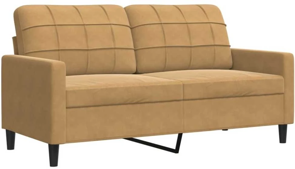 Sofa Sofos komplektas su pagalvėlėmis, 3 dalių, rudas, aksomas