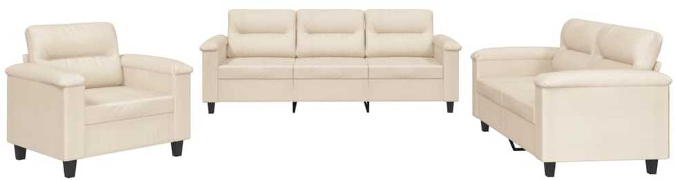 Sofa Sofos komplektas su pagalvėlėmis, 3 dalių, smėlio, audinys