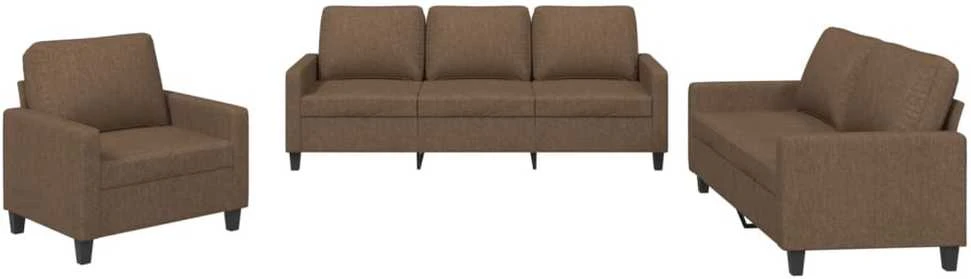 Sofa Sofos komplektas su pagalvėlėmis, 3 dalių, rudas, audinys