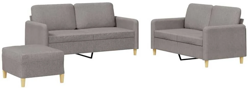 Sofa Sofos komplektas su pagalvėlėmis, 3 dalių, taupe, audinys