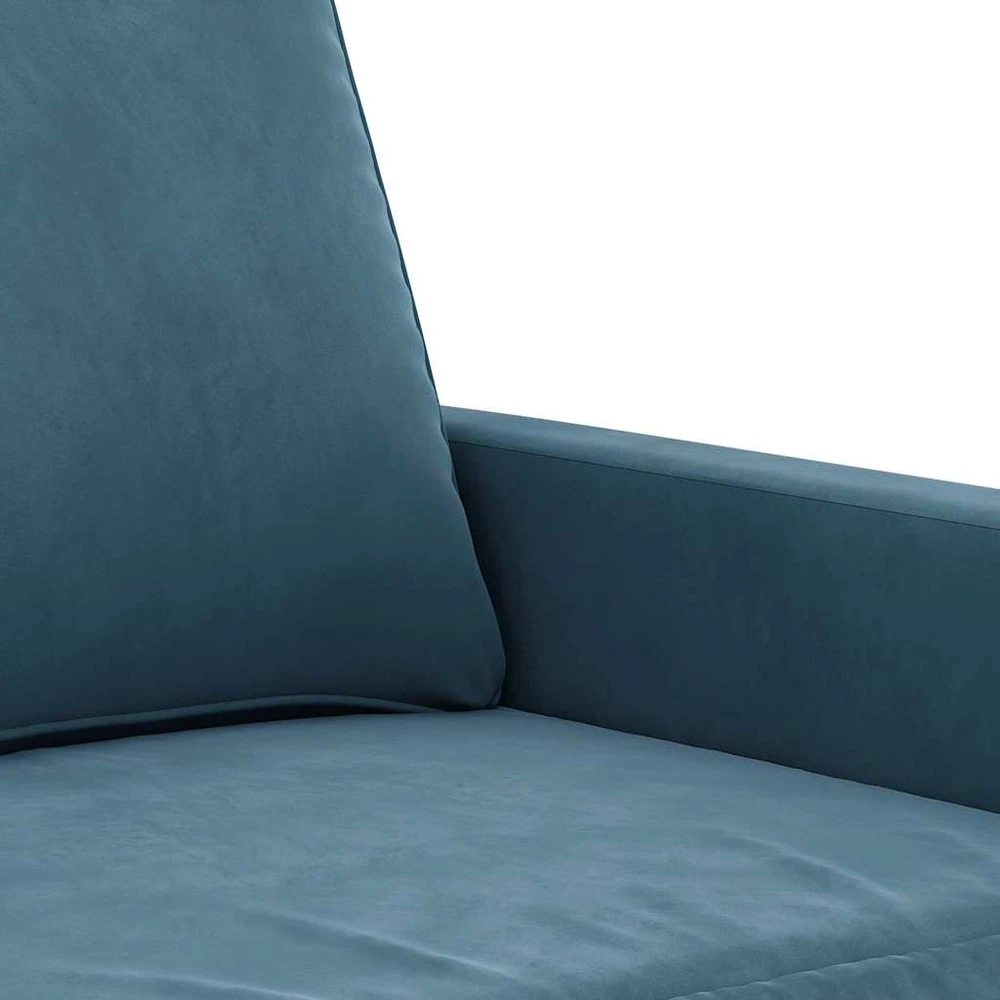 Sofa Sofos komplektas su pagalvėlėmis, 3 dalių, mėlynas, aksomas