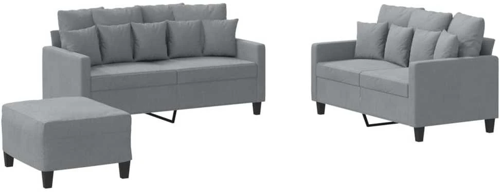 Sofa Sofos komplektas su pagalvėlėmis, 3 dalių, pilkas, audinys