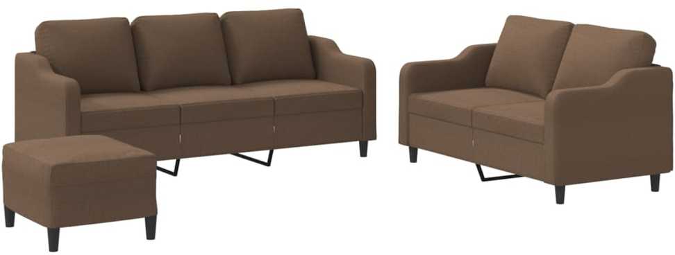 Sofa Sofos komplektas su pagalvėlėmis, 3 dalių, rudas, audinys