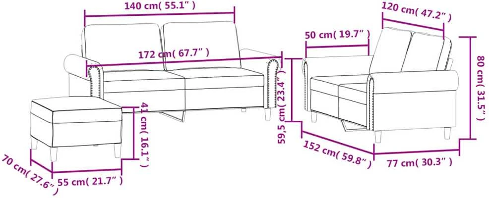 Sofa Sofos komplektas su pagalvėlėmis, 3 dalių, rožinis, aksomas