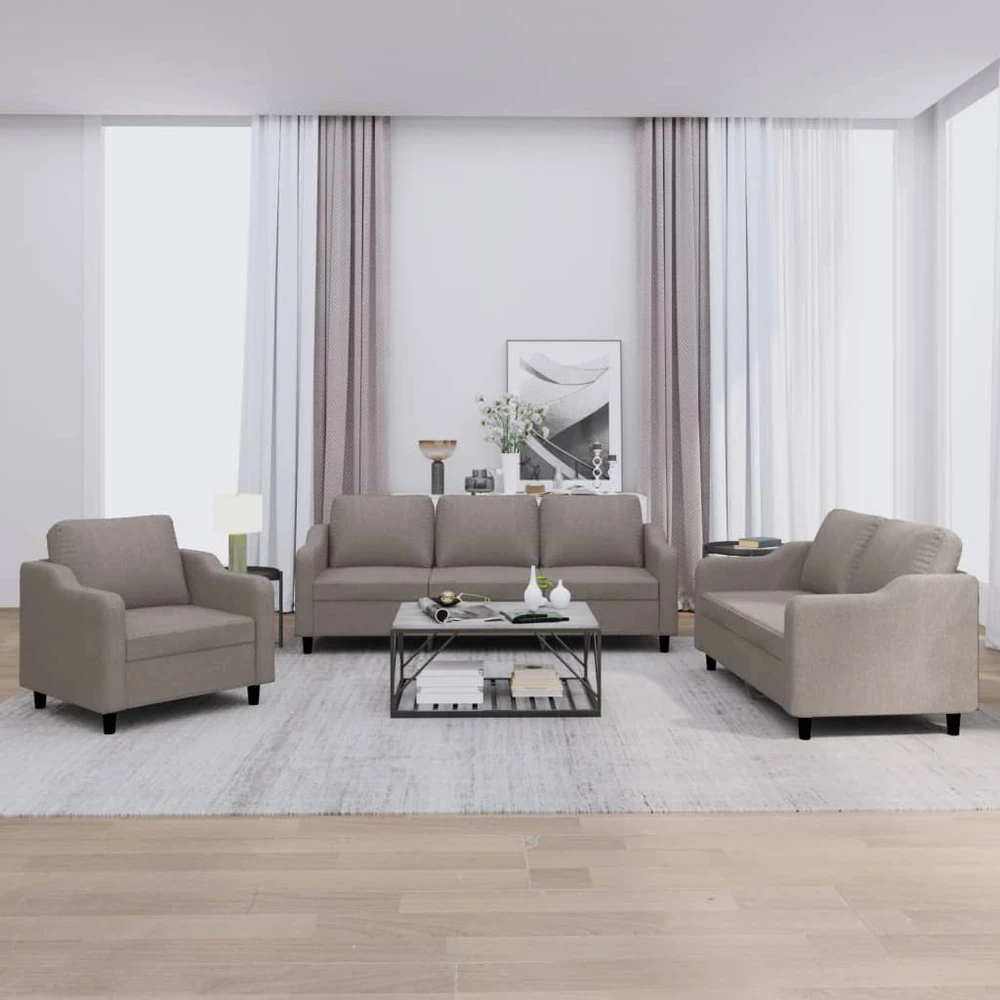 Sofa Sofos komplektas su pagalvėlėmis, 3 dalių, taupe, audinys