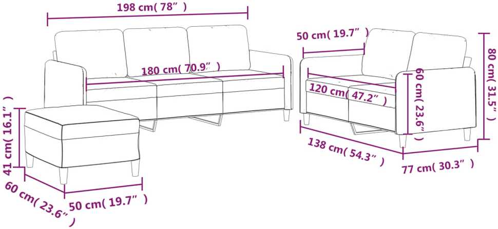 Sofa Sofos komplektas su pagalvėlėmis, 3 dalių, geltonas, audinys