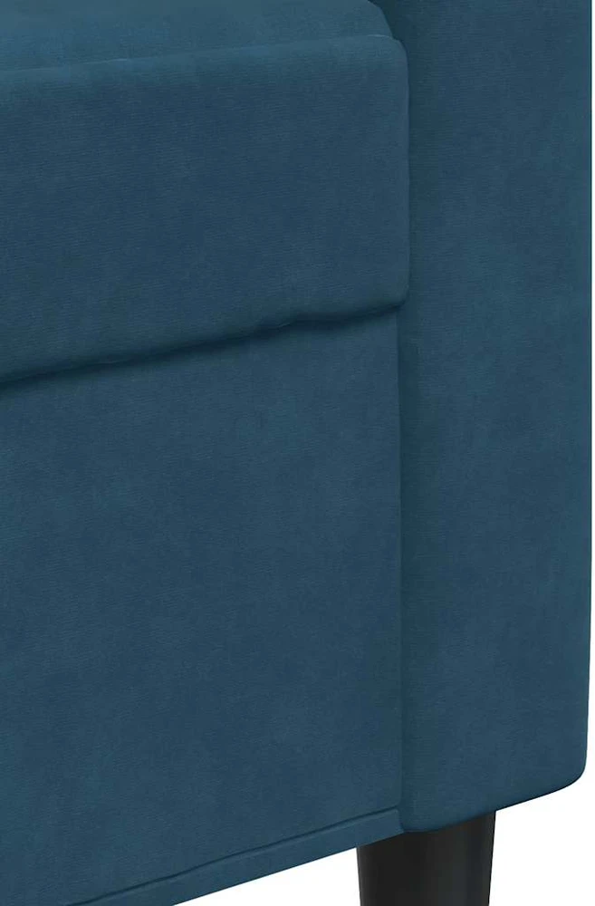 Sofa Sofos komplektas su pagalvėlėmis, 3 dalių, mėlynas, aksomas