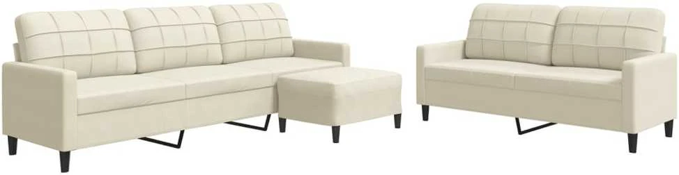 Sofa Sofos komplektas su pagalvėlėmis, 3 dalių, kreminis, aksomas