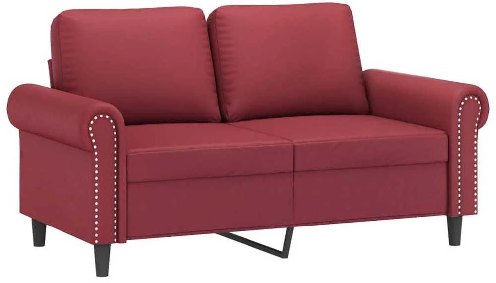 Sofa Sofos komplektas su pagalvėlėmis, 3 dalių, vyno, dirbtinė oda