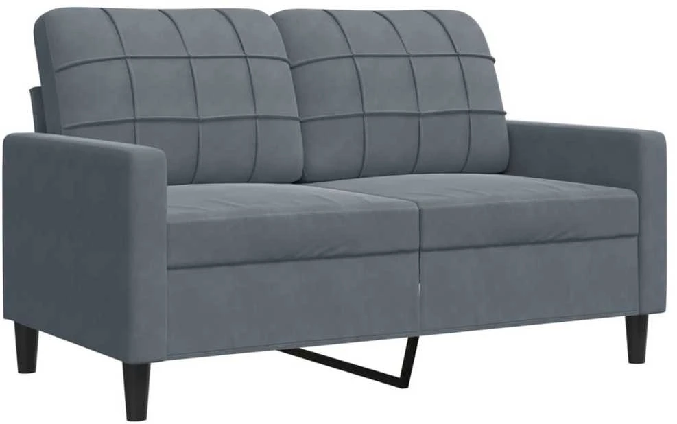 Sofa Sofos komplektas su pagalvėlėmis, 3 dalių, pilkas, aksomas