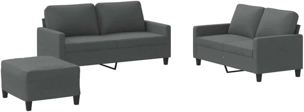 Sofa Sofos komplektas su pagalvėlėmis, 3 dalių, pilkas, audinys