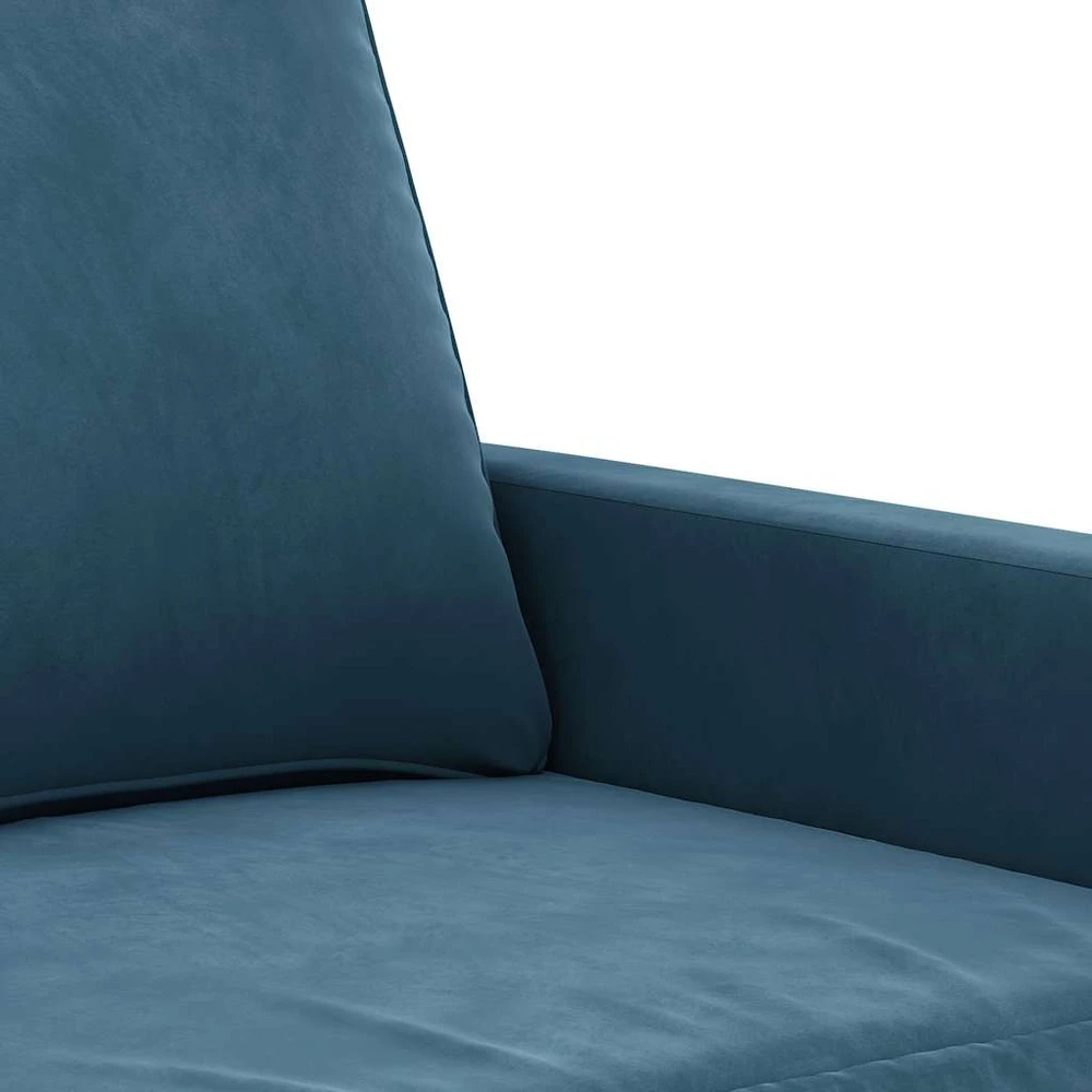 Sofa Sofos komplektas su pagalvėlėmis, 3 dalių, mėlynas, aksomas