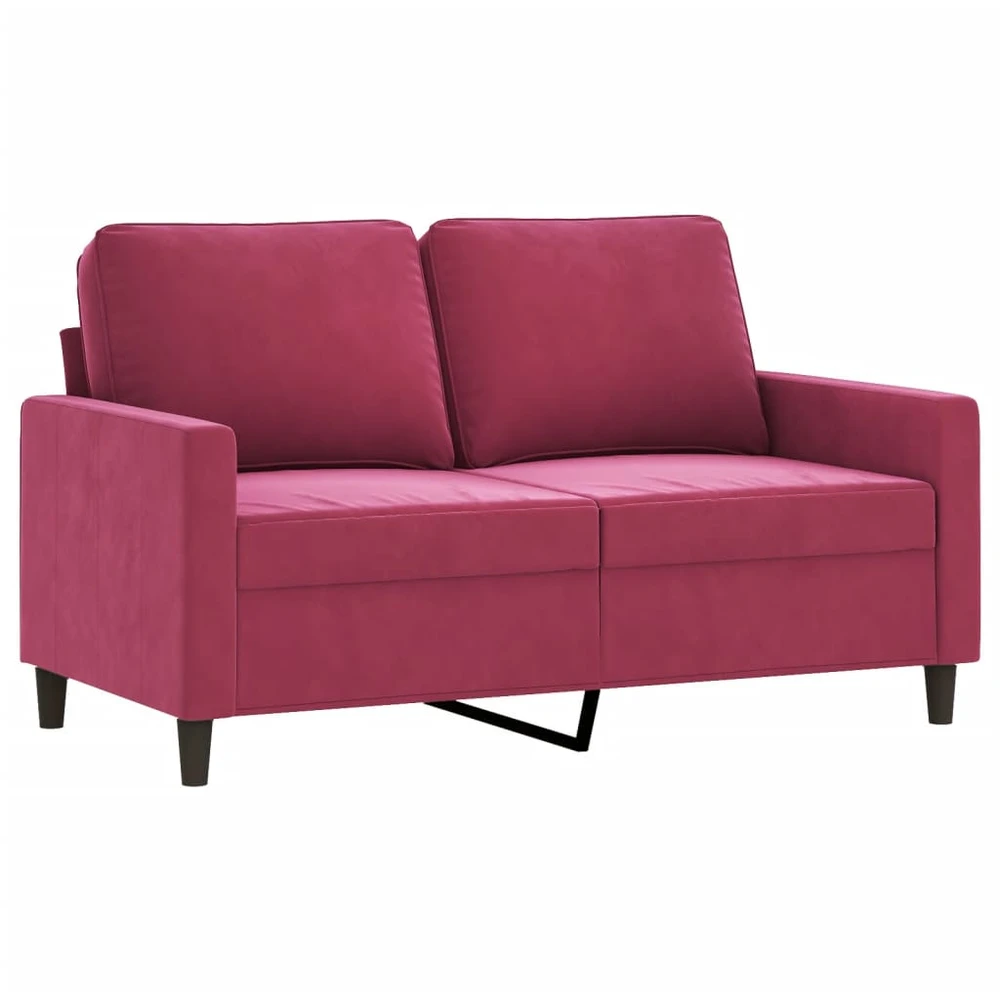 Sofa Sofos komplektas su pagalvėlėmis, 3 dalių, vyno, aksomas
