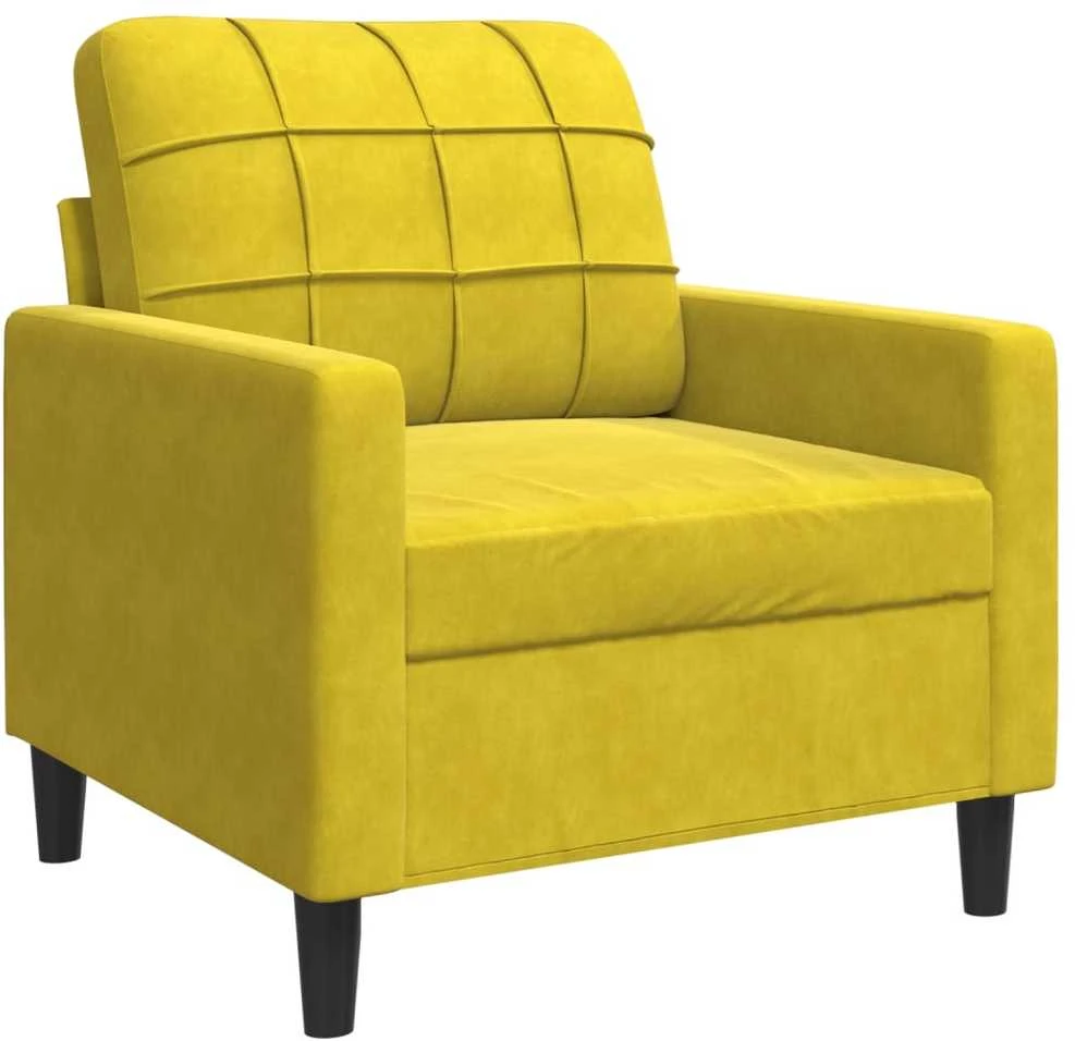 Sofa Sofos komplektas su pagalvėlėmis, 3 dalių, geltonas, aksomas