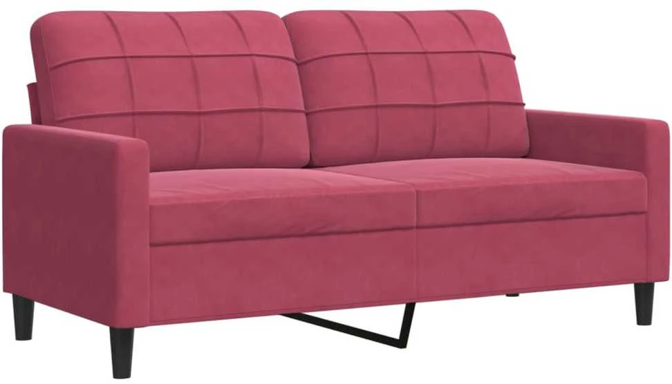 Sofa Sofos komplektas su pagalvėlėmis, 3 dalių, vyno, aksomas