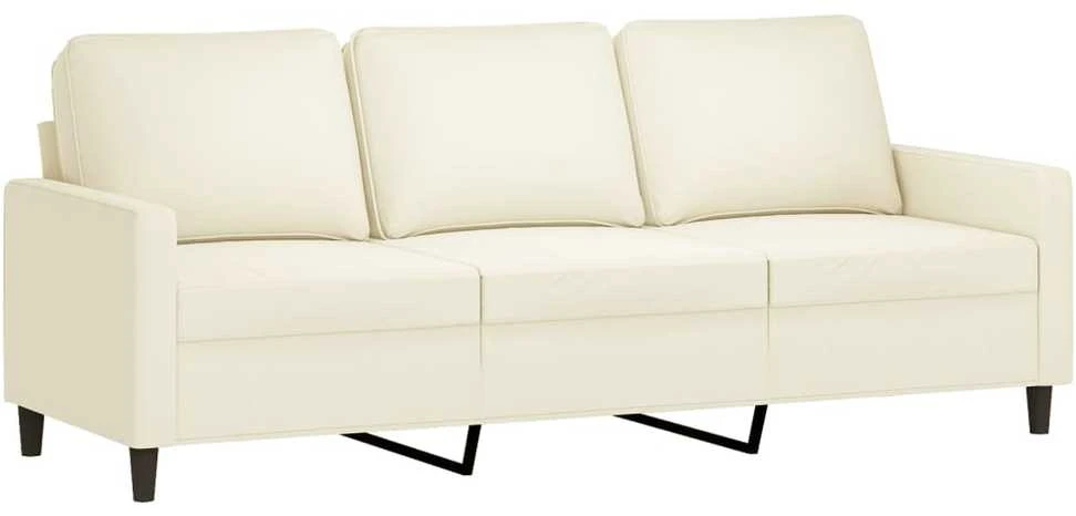 Sofa Sofos komplektas su pagalvėlėmis, 3 dalių, kreminis, aksomas