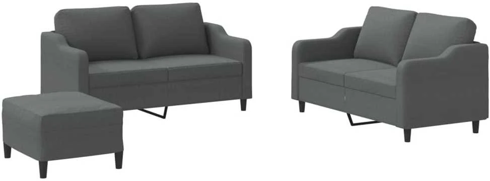Sofa Sofos komplektas su pagalvėlėmis, 3 dalių, pilkas, audinys