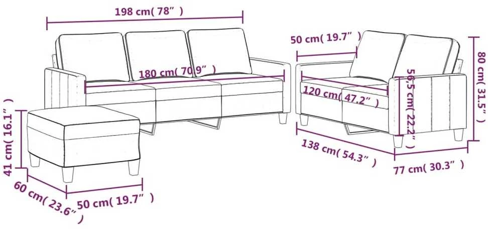 Sofa Sofos komplektas su pagalvėlėmis, 3 dalių, vyno, aksomas