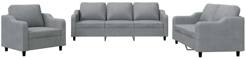 Sofa Sofos komplektas su pagalvėlėmis, 3 dalių, pilkas, audinys