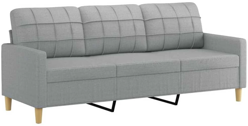 Sofa Sofos komplektas su pagalvėlėmis, 3 dalių, pilkas, audinys