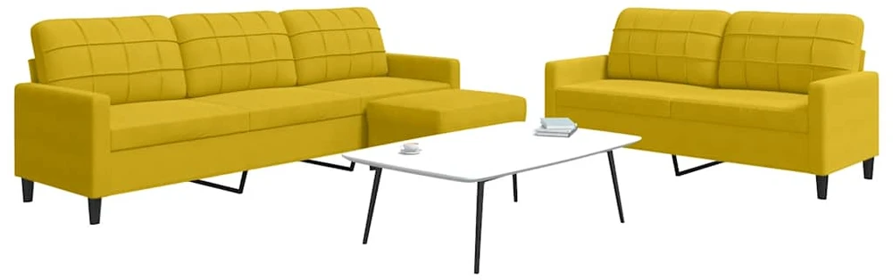 Sofa Sofos komplektas su pagalvėlėmis, 3 dalių, geltonas, aksomas