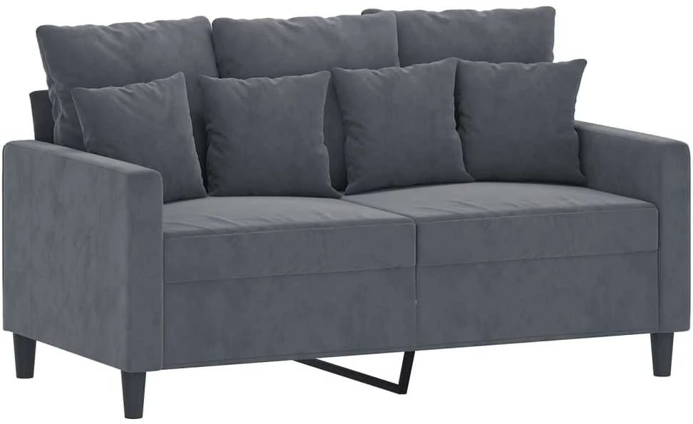 Sofa Sofos komplektas su pagalvėlėmis, 3 dalių, pilkas, aksomas