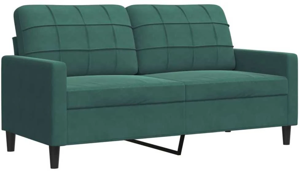 Sofa Sofos komplektas su pagalvėlėmis, 3 dalių, žalias, aksomas
