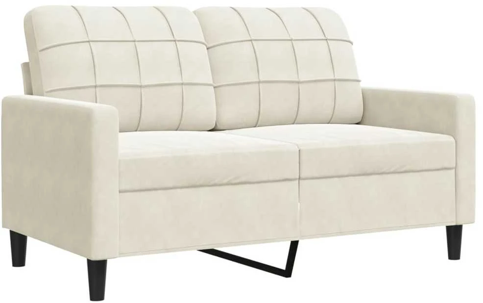 Sofa Sofos komplektas su pagalvėlėmis, 3 dalių, kreminis, aksomas