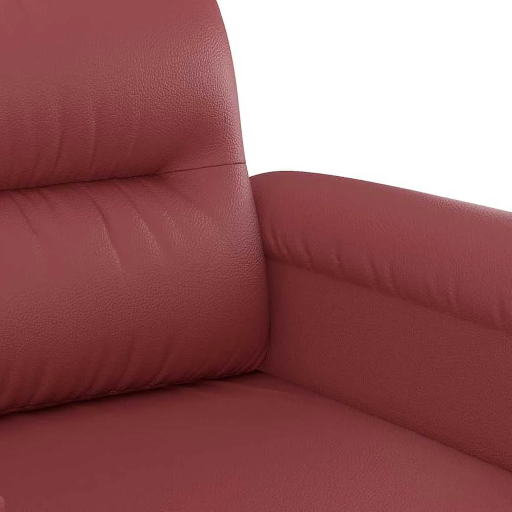 Sofa Sofos komplektas su pagalvėlėmis, 3 dalių, vyno, dirbtinė oda
