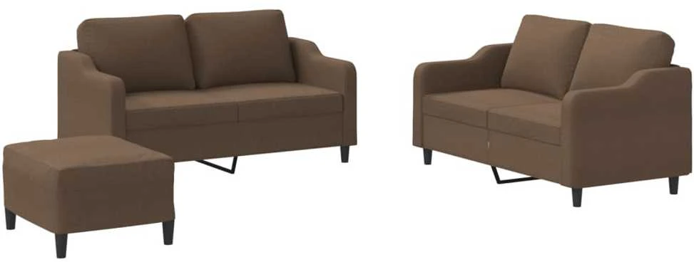Sofa Sofos komplektas su pagalvėlėmis, 3 dalių, rudas, audinys