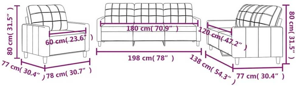 Sofa Sofos komplektas su pagalvėlėmis, 3 dalių, kreminis, audinys